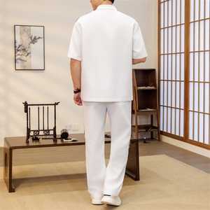 潮风套装男新中式短袖衬衫时尚休闲长裤两件套JZ305-P63图片