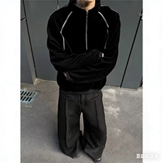 秋季半拉链空气层立领卫衣男高级感廓形外套WT201-P47，女装短外套，星座208-5