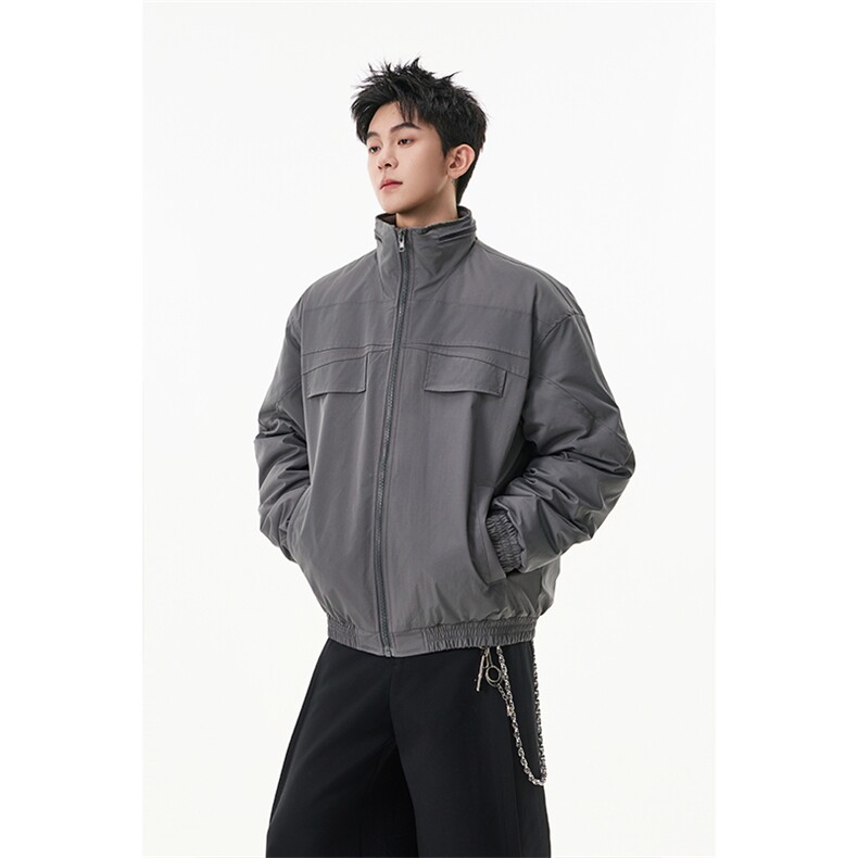 GENIOLAMODE高街解构立领男士棉服秋冬季加厚哈灵顿夹克宽松潮牌图片