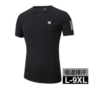 男大码运动短袖T恤弹力网眼透气 5032-1_T83(L-X4LP40 5XL-9XLP45图片