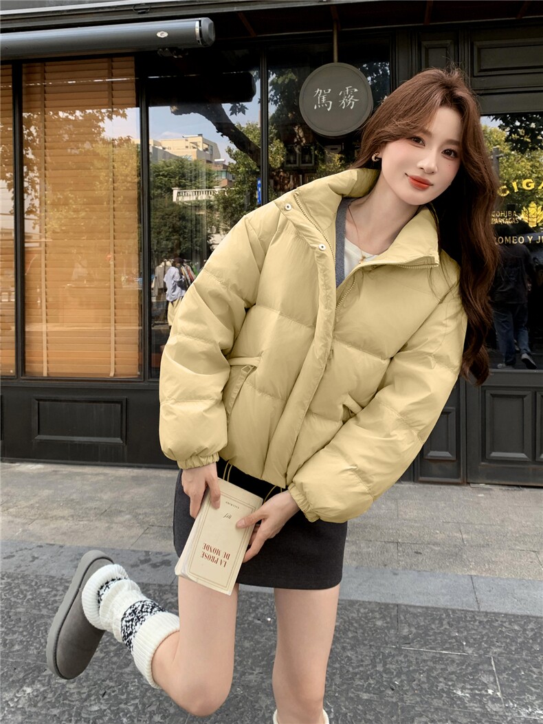 现货新款独特超好看短款羽绒服女款冬季立领面包服小个子羽绒外套,女装羽绒服,网红馆