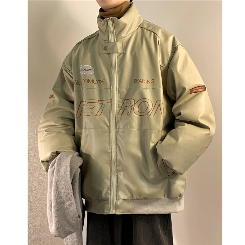 新款美式PU皮棉衣冬季加厚棉服潮牌机车外套ins男D233P128,男装棉衣,电商A335-1（原A458）