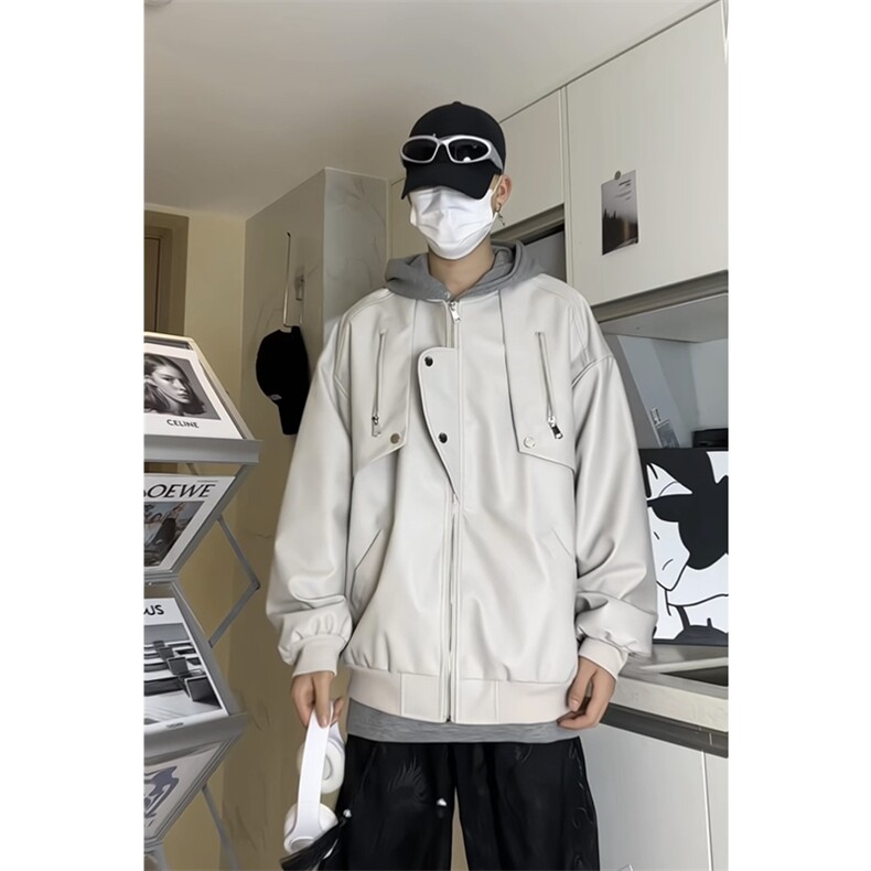 PU皮夹克多拉链设计感假两件皮外套DY2317-特P80,男装夹克,星座1213
