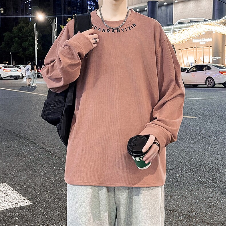 长袖t恤男生春秋潮牌美式圆领打底衫宽松上衣WY0322-P38图片