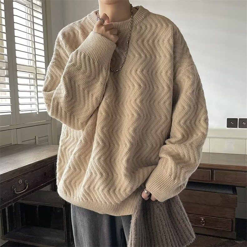 1506/QMY9140/P43秋冬加厚毛衣男韩版潮流宽松ins港风慵懒线衣,男装针织衫/毛衣,星座1506