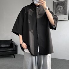 8XL-M中山领新中式短袖衬衫大码痞帅休闲半袖垂感衬衣DC5002/P50，男装衬衫，电商B238