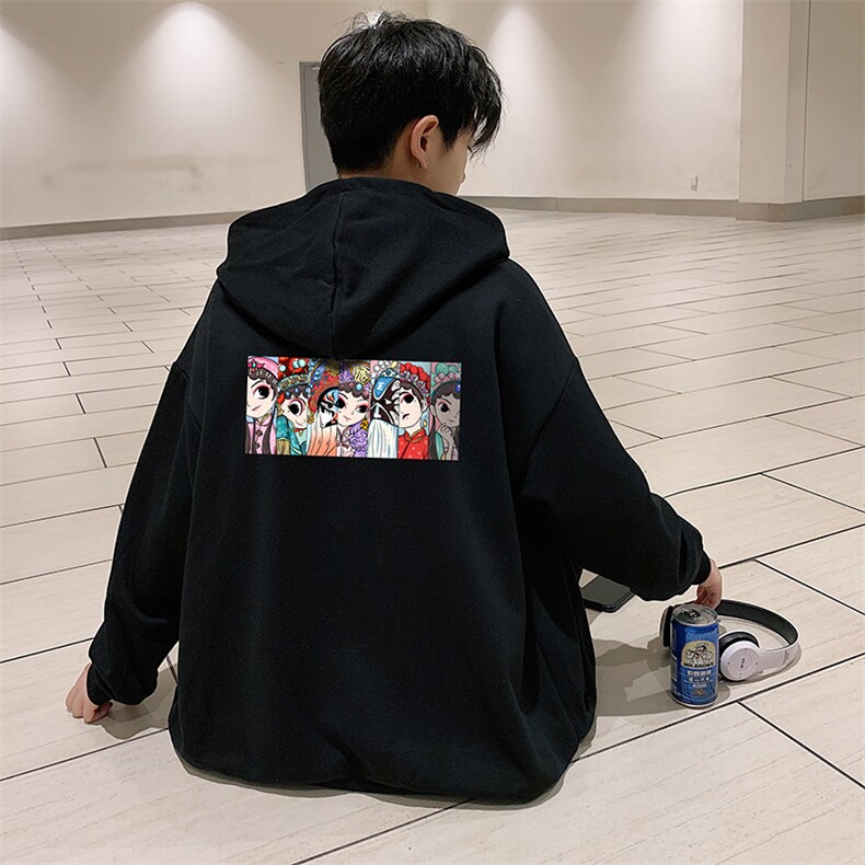 KS21250-P38京剧脸谱风连帽开衫卫衣男运动外套大码班服,男装卫衣,电商A040