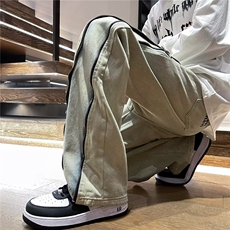 美式复古宽松直筒微喇叭裤秋季侧边拉链工装牛仔裤男款K7298-P52，男装牛仔裤，星座512-3