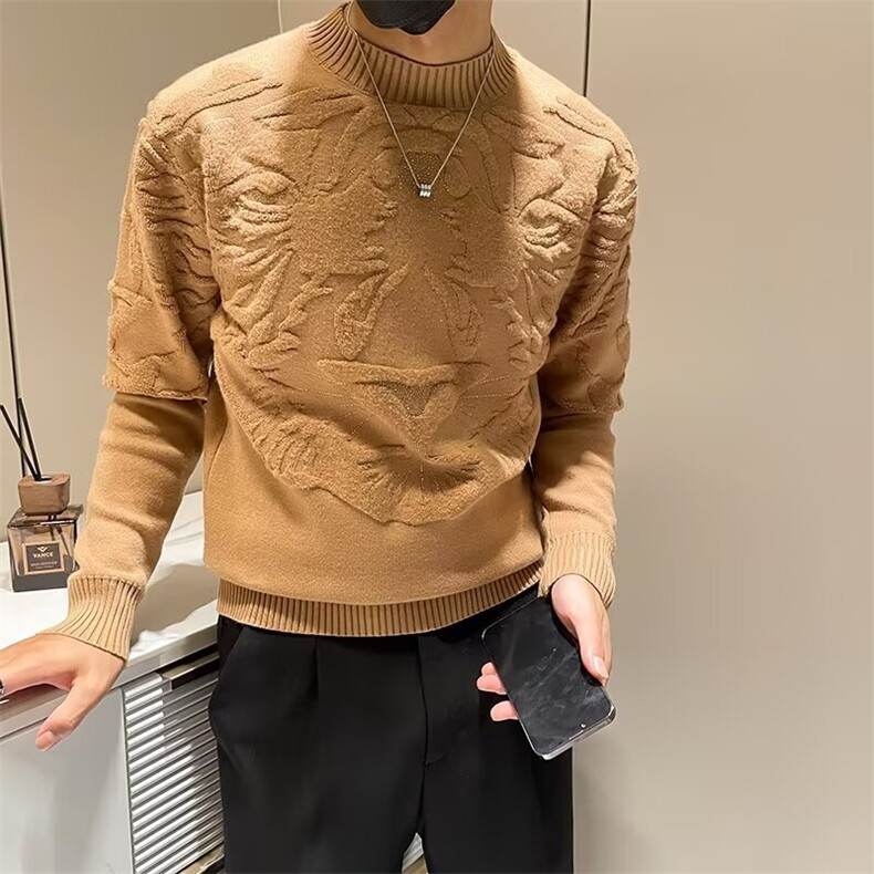 针织衫男秋冬圆领羊毛衫上衣个性百搭线衣男装2026年新款提花烫钻,男装背心/马甲,星座1013