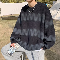 扎染撞色圆领毛衣男宽松冬季ins高级感韩版针织衫外套潮，男装针织衫/毛衣，星座1210-1