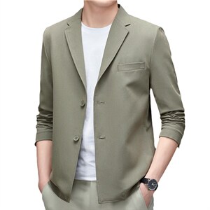 2023秋季新款男装休闲风衣中老年西服纯色上衣外套MNSAX1-P205,男装西服,电商B212（原钱塘6029）