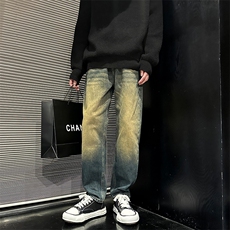 美式宽松复古黄泥直筒裤休闲牛仔裤男潮有大码902A/3702/P58，男装牛仔裤，星座902A