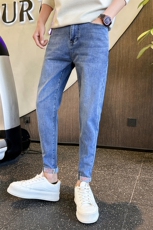 社会小伙牛仔裤男修身小脚弹力薄款高端男士休闲裤NZK350-P70，男装牛仔裤，星座1207-1