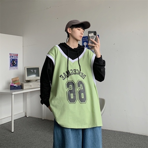 卫衣慵懒风春秋宽松bf韩版假两件上衣外套潮连帽XZ404-2-WY80图片