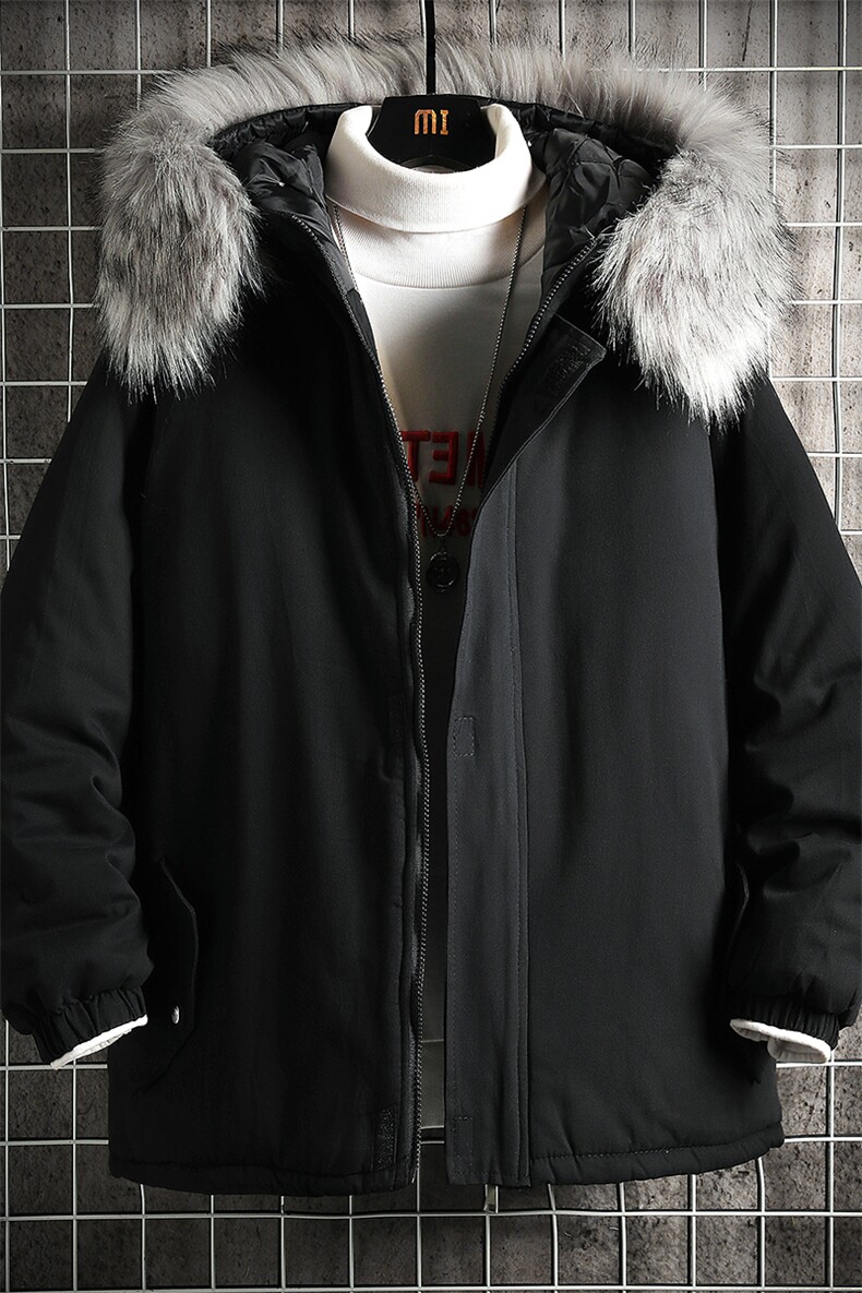 MM48099-P130冬季大毛领棉衣男士大码加厚棉袄男棉服网格,男装棉衣,电商A040A
