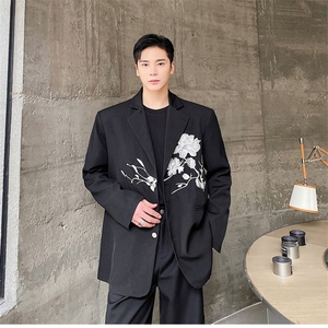 新款中式风西服潮流刺绣翻领男女西服绣花西服百搭125P130图片