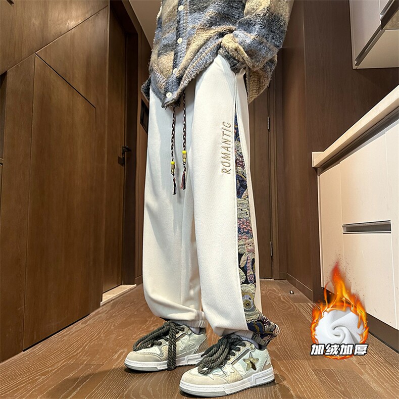 2023冬季新款内景大码加绒灯芯绒小熊卫裤M-5XHK23921-P50,男装休闲裤,电商A022