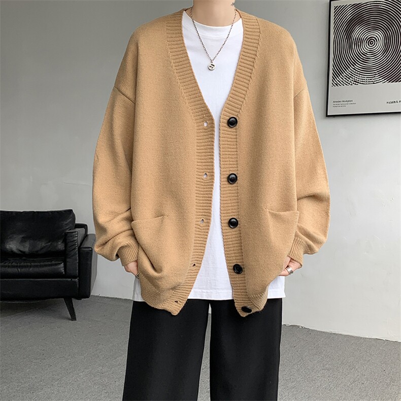 8XL-M大码V领开衫毛衣外套男日系复古宽松慵懒风针织衫KS002p55,男装针织衫/毛衣,电商B312