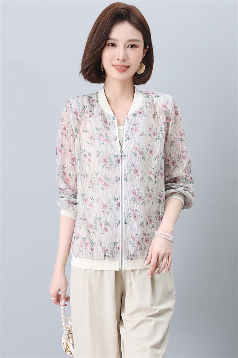 小香风棒球服女外套薄款夏季2025新款短款宽松休闲雪纺防晒衣上衣,女装短外套,曼沙奕珂