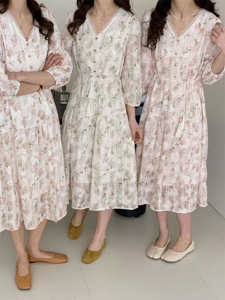 春装重工蕾丝面料连衣裙，女装连衣裙，佳其