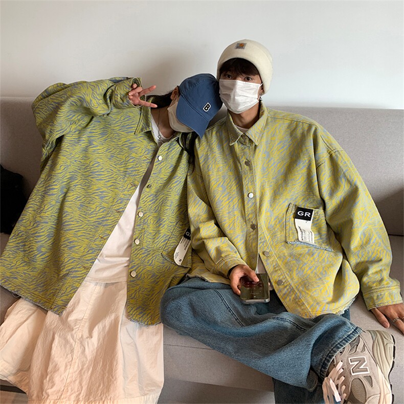 EQ111小众设计感牛仔斑马纹外套男情侣装2024新款秋装夹克P108,男装夹克,电商C306-1