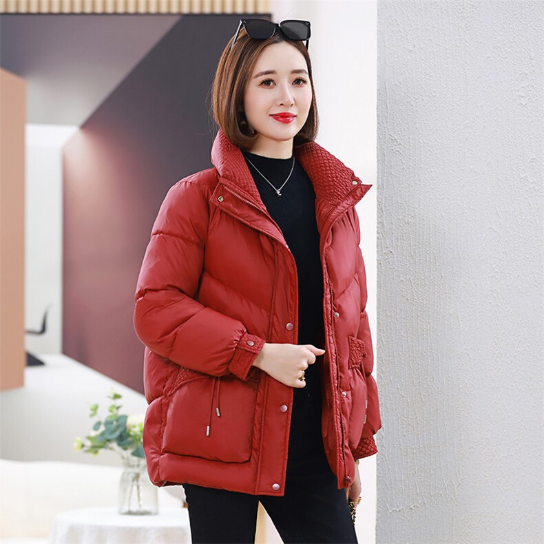 2023年秋冬新款90白鸭绒羽绒服外套女中长款立领羽绒服外套图片