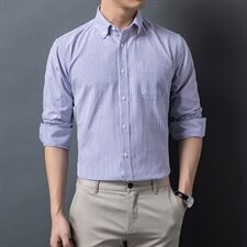H5616钱塘2020-1秋冬男士粗格子牛津纺衬衣P42，男装衬衫，钱塘207-1