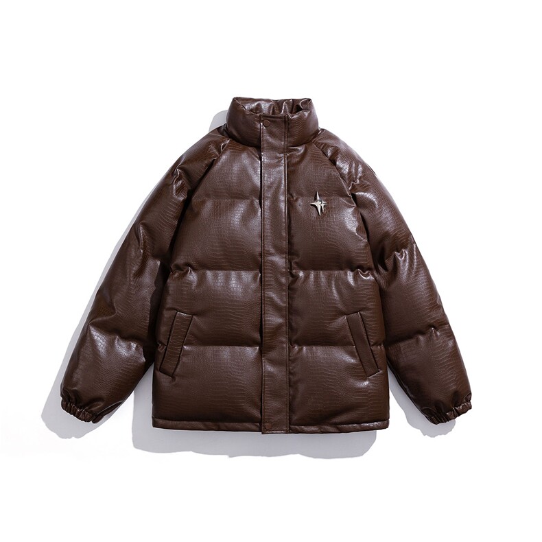 白底鳄鱼纹可拆卸双四角芒星胸针设计休闲棉衣男MY77734P128控168，男装棉衣，星座227-7