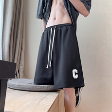 毛巾刺绣华夫格短裤男ins港风五分中裤夏季潮牌休闲裤K3241-P22，男装休闲裤，星座512-2