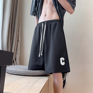 毛巾刺绣华夫格短裤男ins港风五分中裤夏季潮牌休闲裤 K3241-P22图片