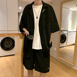高级感炸街男装夏季小西服套装搭配帅气约会穿搭七分袖 W1061-P46图片