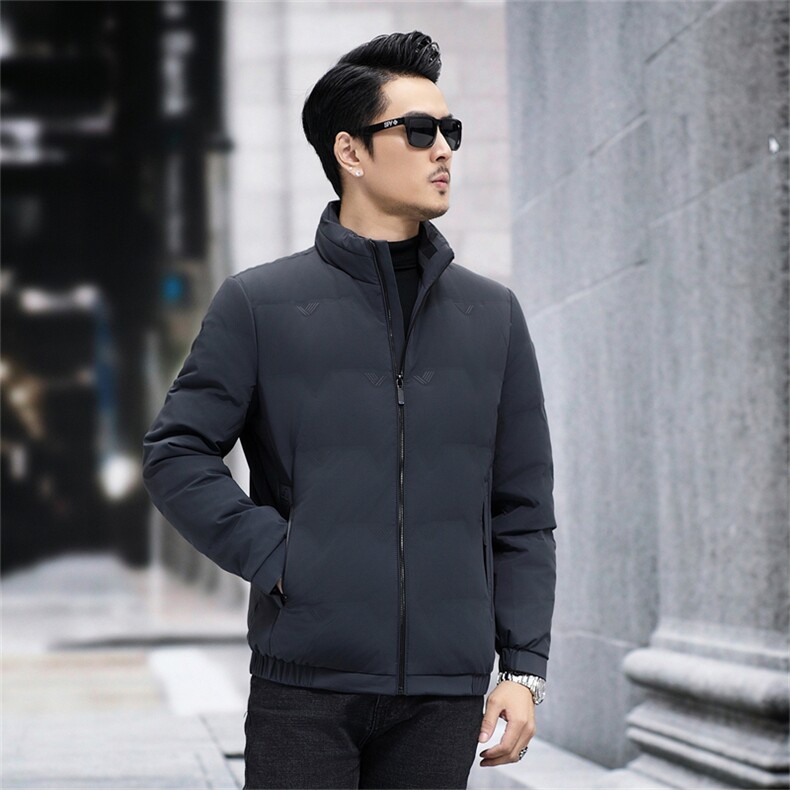高端中年80白鹅绒羽绒服夹克冬季新款男士潮牌加厚立领羽绒服外套,男装羽绒服,钱塘723