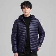 中青年90绒轻薄连帽羽绒服外套男秋冬休闲羽绒轻便外套，男装羽绒服，钱塘723