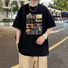 卡通印花短袖t恤男ins潮牌夏季新款潮流百搭打底衫夏装体恤半袖，男装T恤，星座1013