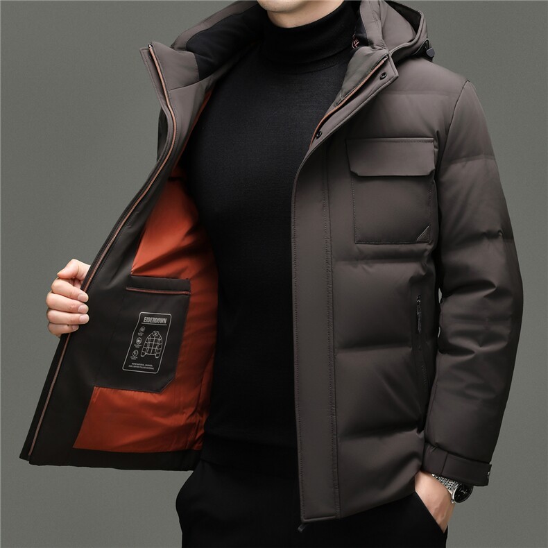 2025新款冬季男可脱卸帽短款90%白鸭绒羽绒服大衣加厚羽绒服外套,男装羽绒服,钱塘723