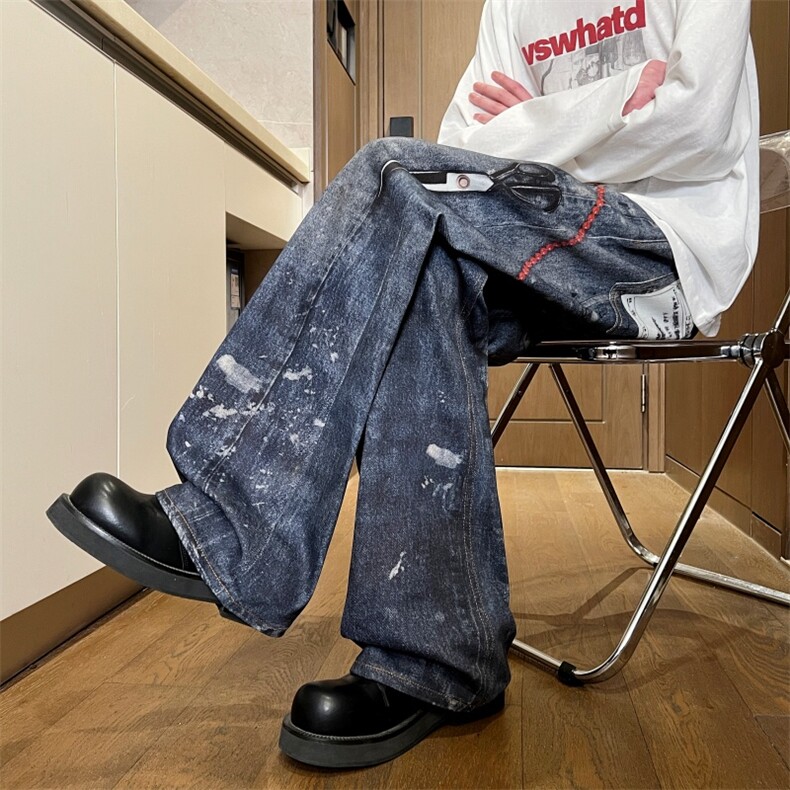 XZ616春季重磅美式满印3D印花街头休闲牛仔长裤K26006特P50，男装休闲裤，星座512A（原616）