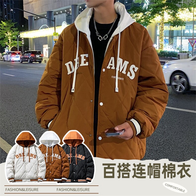 假两件棉服男士2023年新款青少年加厚棉衣服冬装外套M0791-P108图片