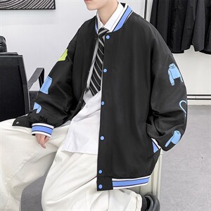 假两件外套男生夹克休闲潮牌ins春秋款男装22118-P70控98图片