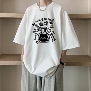 重磅纯棉短袖T恤男夏季潮牌美式嘻哈潮流宽松大码情侣款半袖体恤图片