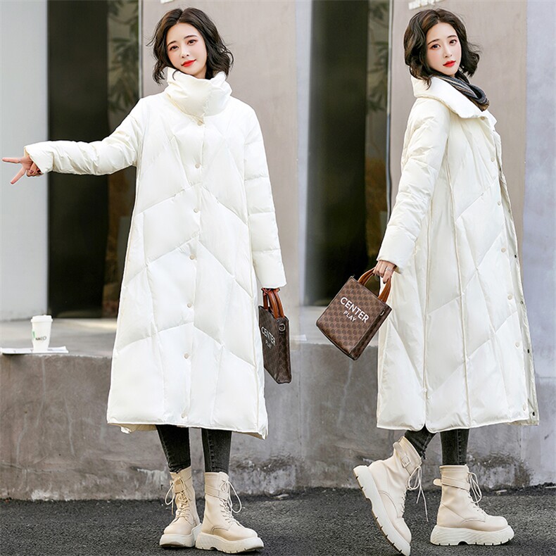 秋冬新款时尚简约百搭女士立领中长款羽绒服保暖外套，女装羽绒服，海爱依仁