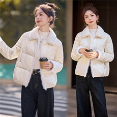 现货2026冬装新款时尚风羽绒服外套中式提花保暖女人味显瘦韩版，女装羽绒服，唯婧
