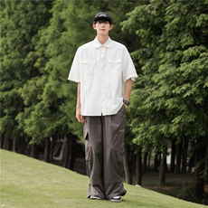 短袖衬衫男夏季日系cityboy宽松百搭休闲衬衣感港风上衣CY960-P41，男装T恤，星座412-2