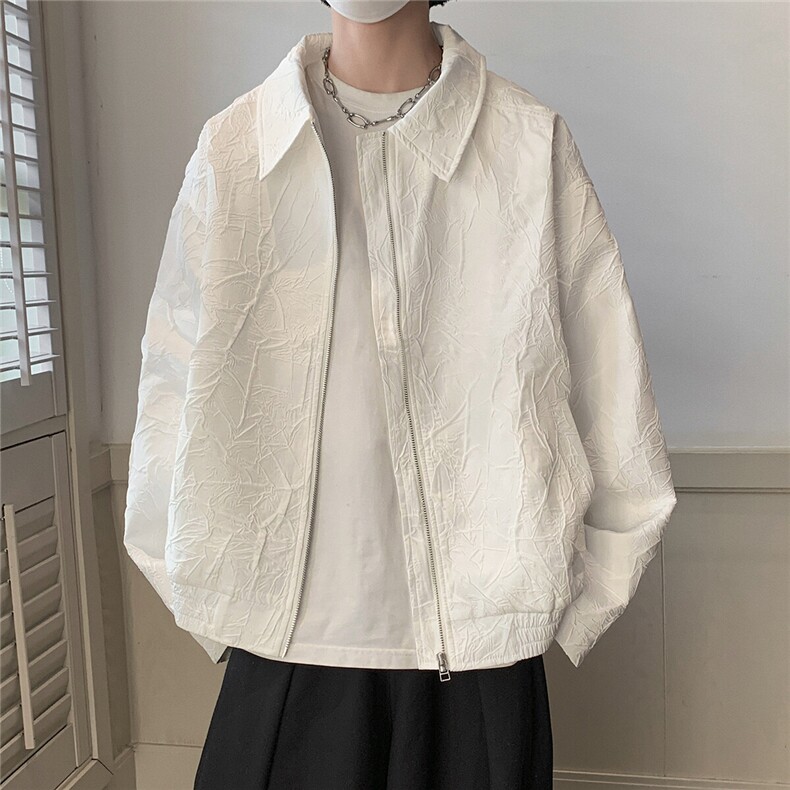 1秋季潮复古褶皱高级感哈灵顿休闲大码M-5XL夹克男JK8742P75,男装夹克,星座226-2