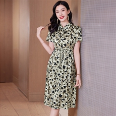重磅真丝桑蚕丝连衣裙女2024夏季新款波点收腰显瘦气质香云纱裙子，女装连衣裙，阿舍尔精品