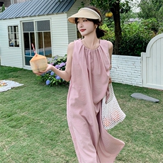1185【现货】粉色后背交叉小性感设计无袖连衣裙2C050P115K268，女装连衣裙，2C050