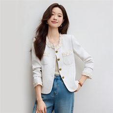 现货2025秋季新款小香风气质简约长袖短款小外套女，女装短外套，苗苗