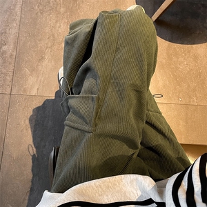 垂感工装卫裤男春秋款美式褶皱大码宽松直筒阔腿休闲裤子 KB831图片