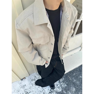 (非揭阳货)水洗帆布加绒军布仿兔毛夹克棉服男 XZ514-2-MY34-P148图片