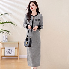 小香风外套套装女春秋穿搭2026新款黑色撞色贵夫人气质高端两件套，女装套装/套裙，衣之秀