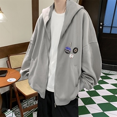港风秋款男连帽高领卫衣徽章夹克休闲外套WY148P58，男装夹克，星座1013-1
